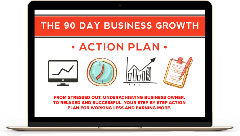 Laptop showing the 90-Day Business Growth Action Plan